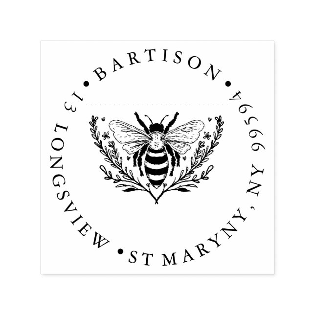 Blumenbeere RUND RÜCKSENDEADRESSE RUBBER BRIEFMARK Permastempel (Design)