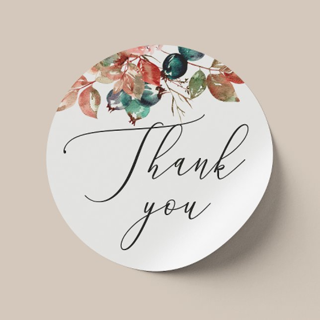 Blumenbeere Wasserfarbe Herbst Hochzeit danken Ihn Runder Aufkleber (Von Creator hochgeladen)