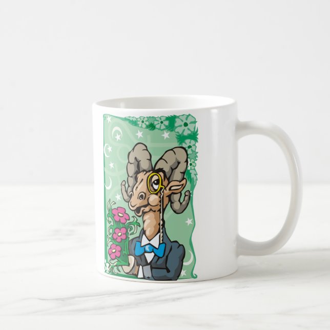 Blumenbeeren mit Monocle- und Bow-Krawatte Kaffeetasse (Rechts)
