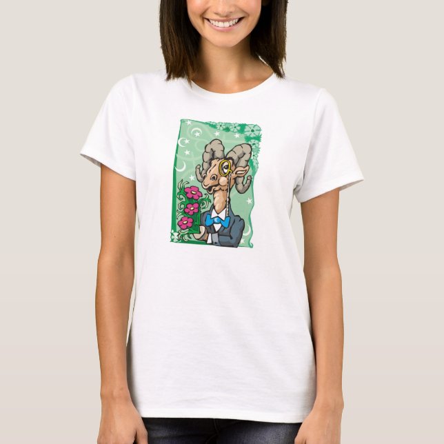 Blumenbeeren mit Monocle- und Bow-Krawatte T-Shirt (Vorderseite)