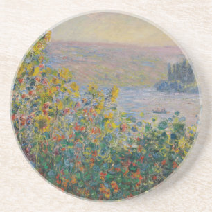 Blumenbeete in Vétheuil, impressionistische Landsc Getränkeuntersetzer