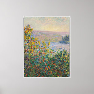 Blumenbeete in Vétheuil, impressionistische Landsc Leinwanddruck