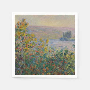 Blumenbeete in Vétheuil, impressionistische Landsc Serviette