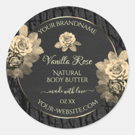 Blumenbeete Rose Rustikale Markierungen für schwar Runder Aufkleber