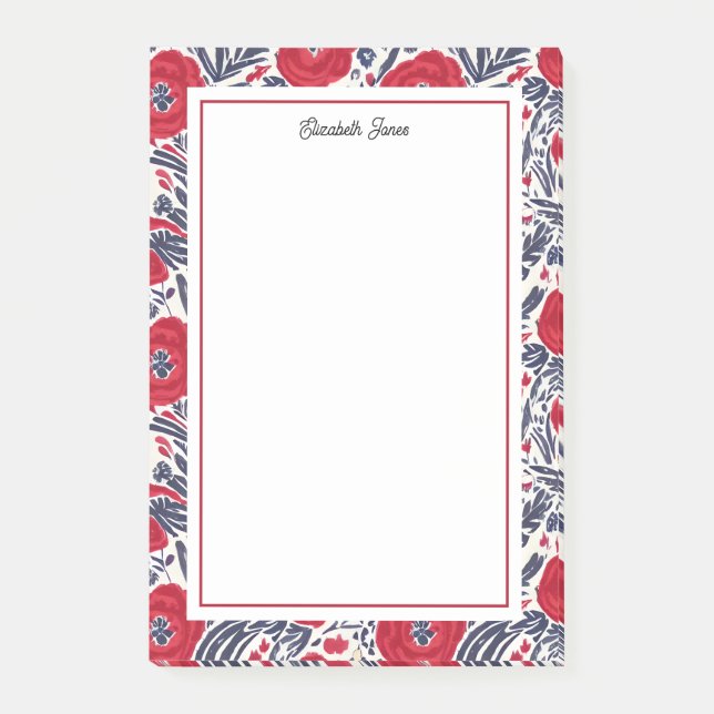 Blumenbeete rot und blau post-it klebezettel (Vorderseite)