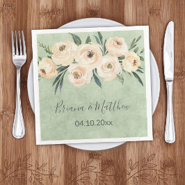 Blumenbeige Blush Sage Grüne Hochzeit Serviette
