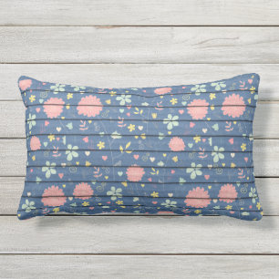 Blumenbemaltes Holz Kissen Für Draußen