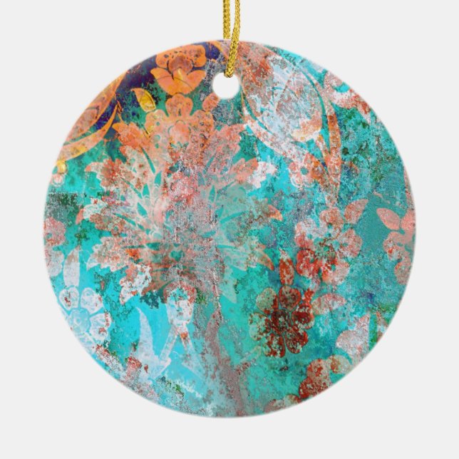 Blumenbemalung Keramikornament (Vorne)