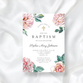 Blumenberge Gold Cross Religiöse Taufe Einladung