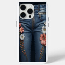 Blumenbestickung Denim Look