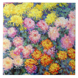 Blumenbett mit Chrysanthemen von Monet Fliese