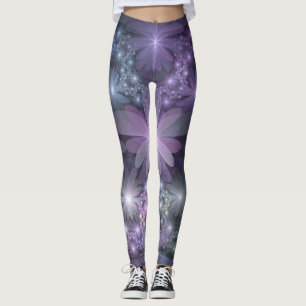 Blumenbett-Trendige glänzende abstrakte Fraktalkun Leggings