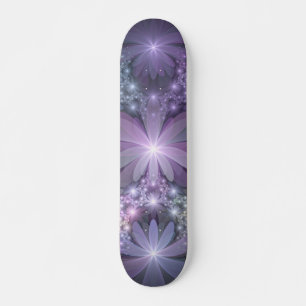 Blumenbett-Trendige glänzende abstrakte Fraktalkun Skateboard