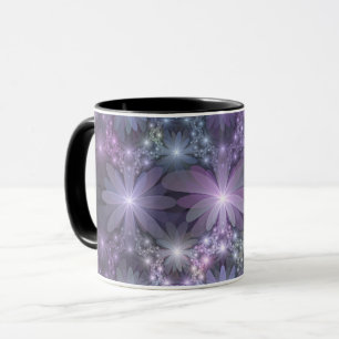 Blumenbett-Trendige glänzende abstrakte Fraktalkun Tasse