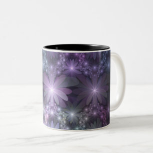 Blumenbett-Trendige glänzende abstrakte Fraktalkun Zweifarbige Tasse