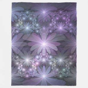 Blumenbett-Trendy-glänzende-abstracte-Fraktal-Kuns Fleecedecke