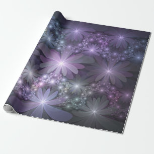 Blumenbett-Trendy-glänzende-abstracte-Fraktal-Kuns Geschenkpapier