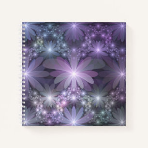 Blumenbett-Trendy-glänzende-abstracte-Fraktal-Kuns Notizbuch