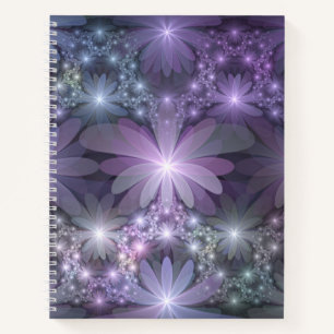 Blumenbett-Trendy-glänzende-abstracte-Fraktal-Kuns Notizbuch