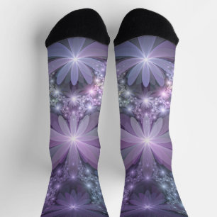 Blumenbett-Trendy-glänzende-abstracte-Fraktal-Kuns Socken