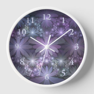 Blumenbett-Trendy-glänzende-abstracte-Fraktal-Kuns Uhr