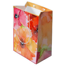 Blumenbeutel - Rote und goldene Wasserfarbe Floren