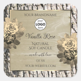 Blumenbezeichnungen Tree Bark Grain Rose Logo Quadratischer Aufkleber