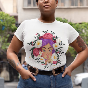 Blumenbezug auf dem Lavendelhaar Große Größe T-Shirt