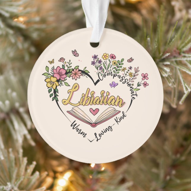 Blumenbibliothekarisches Herz Ornament (Baum)