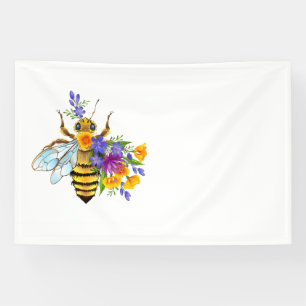 Blumenbiene mit Wildpflanzen Banner