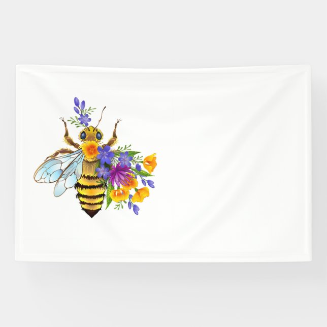 Blumenbiene mit Wildpflanzen Banner (Horizontal)