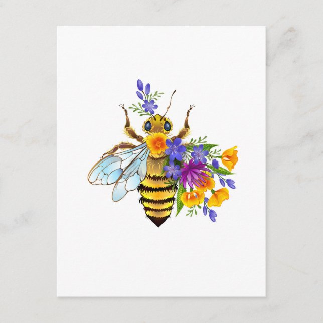 Blumenbiene mit Wildpflanzen Begleitkarte (Vorderseite)