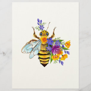 Blumenbiene mit Wildpflanzen Briefbogen