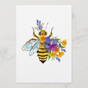 Blumenbiene mit Wildpflanzen Einladung
