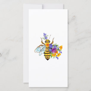 Blumenbiene mit Wildpflanzen Feiertagskarte