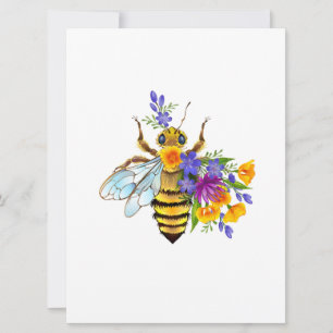 Blumenbiene mit Wildpflanzen Feiertagskarte