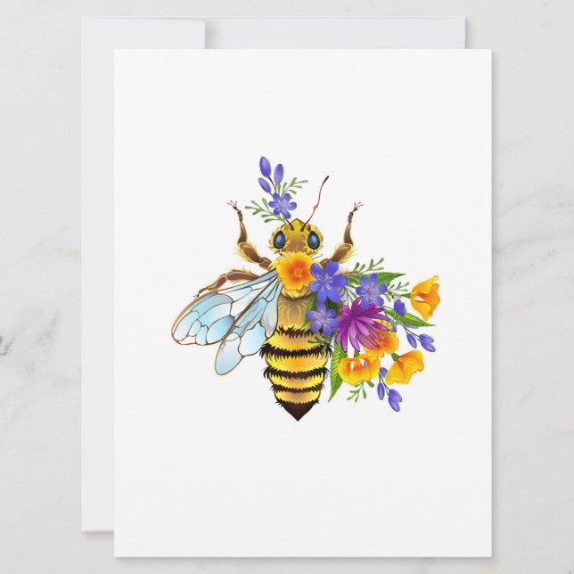Blumenbiene mit Wildpflanzen Feiertagskarte (Vorderseite)