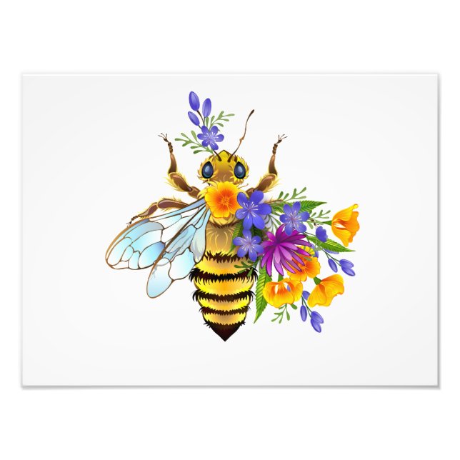 Blumenbiene mit Wildpflanzen Fotodruck (Vorne)