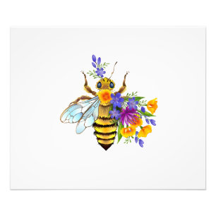 Blumenbiene mit Wildpflanzen Fotodruck