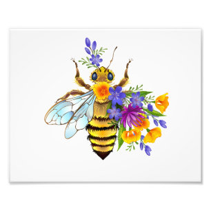 Blumenbiene mit Wildpflanzen Fotodruck