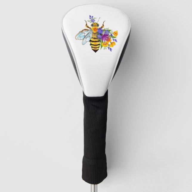 Blumenbiene mit Wildpflanzen Golf Headcover (Vorderseite)
