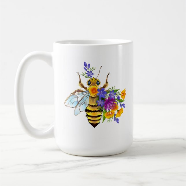 Blumenbiene mit Wildpflanzen Kaffeetasse (Links)