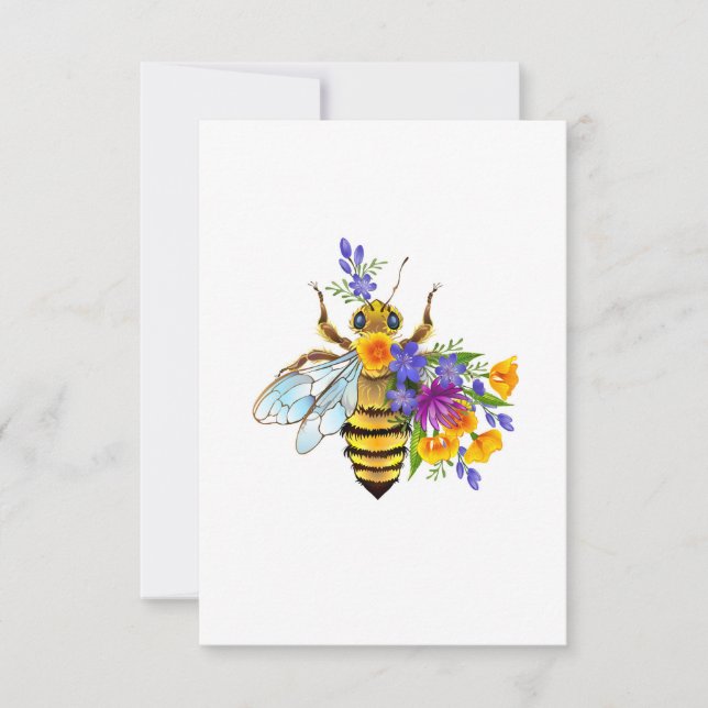 Blumenbiene mit Wildpflanzen Karte (Vorderseite)