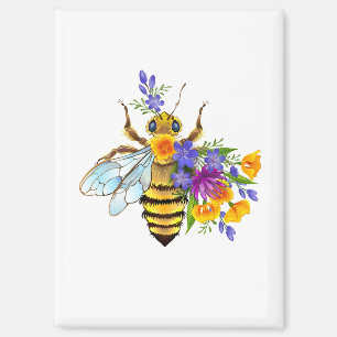 Blumenbiene mit Wildpflanzen Magnet