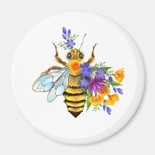 Blumenbiene mit Wildpflanzen Magnet