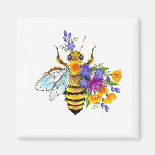 Blumenbiene mit Wildpflanzen Magnet