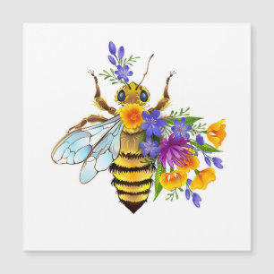 Blumenbiene mit Wildpflanzen Magnetkarte