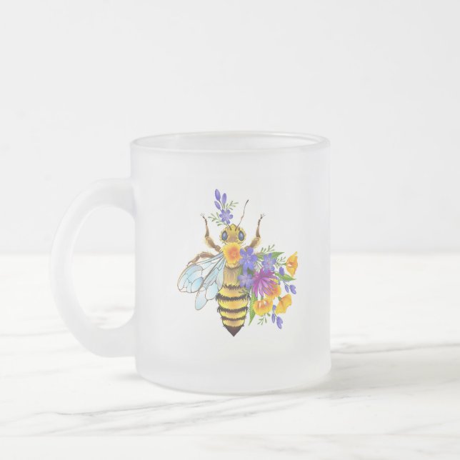 Blumenbiene mit Wildpflanzen Mattglastasse (Links)
