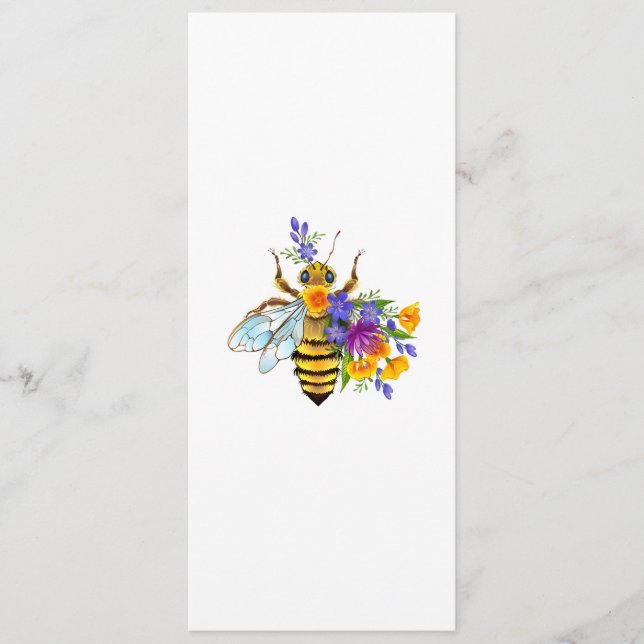Blumenbiene mit Wildpflanzen Menükarte (Vorderseite)