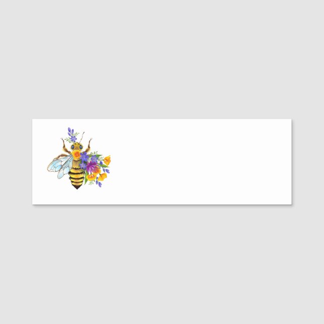 Blumenbiene mit Wildpflanzen Namensschild (Vorderseite)